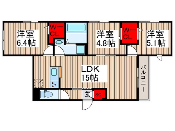 ルリアン保木間の物件間取画像